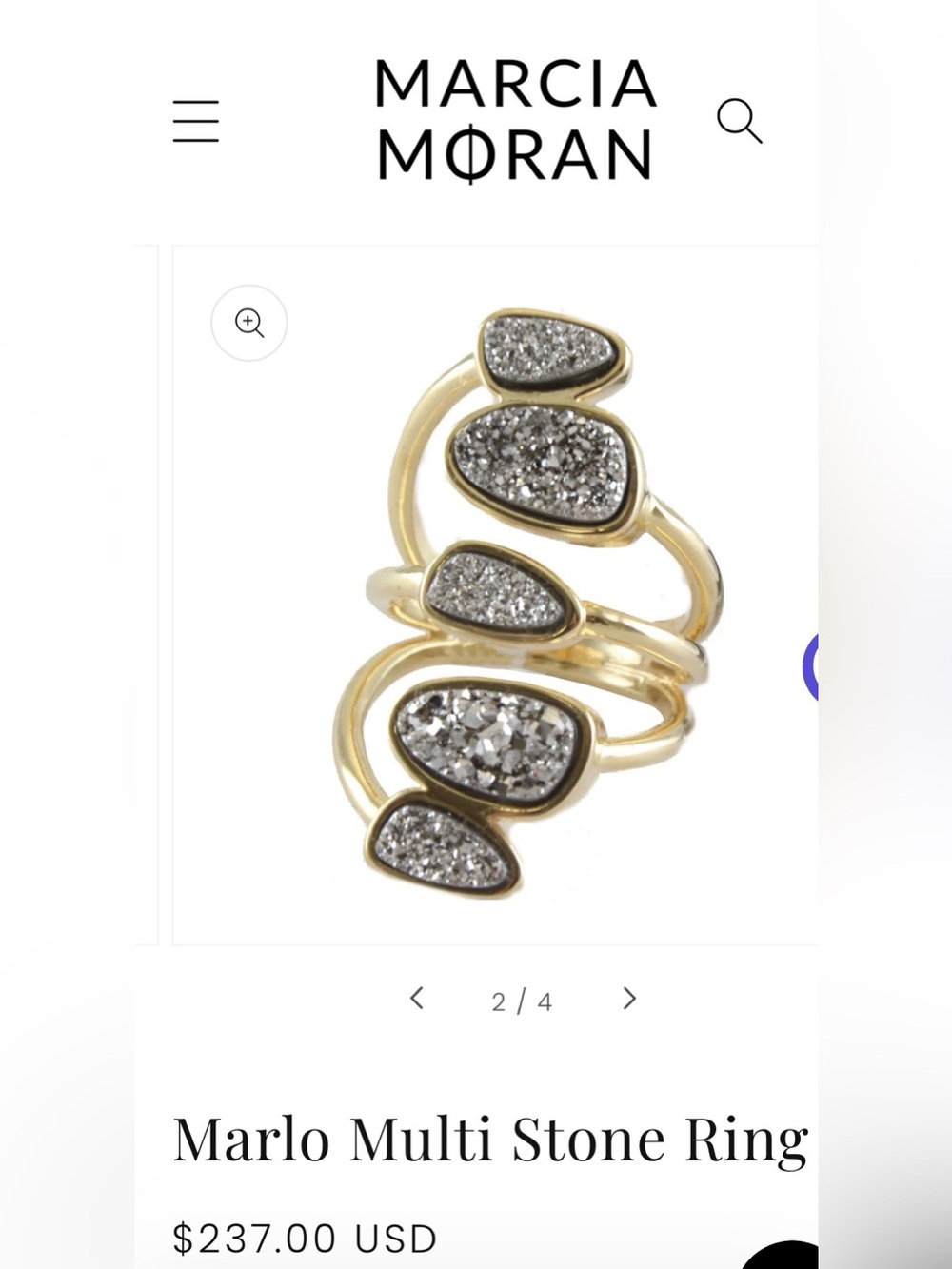 Marcia Moran Gold Druzy Cluster Open Ring - Women Jewelry